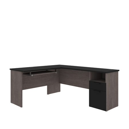 BESTAR Norma L-Shaped Desk, Black & Bark Gray 181420-000018